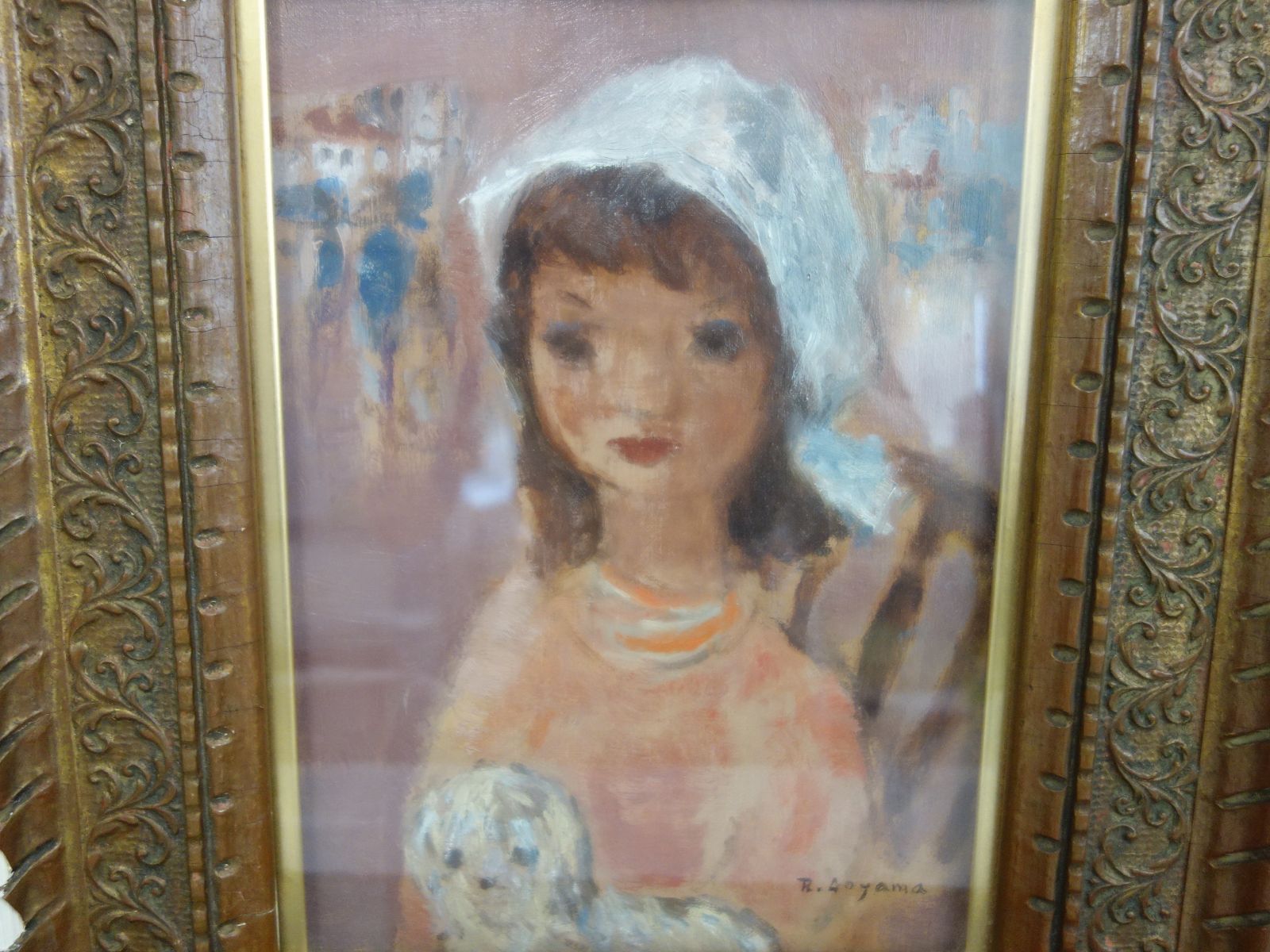 M▽青山龍水 油彩 絵画 額縁 少女と仔犬 (37904) 中古】【真作】M▽青山龍水 油彩 絵画 額縁 少女と仔犬 (37904) - メルカリ