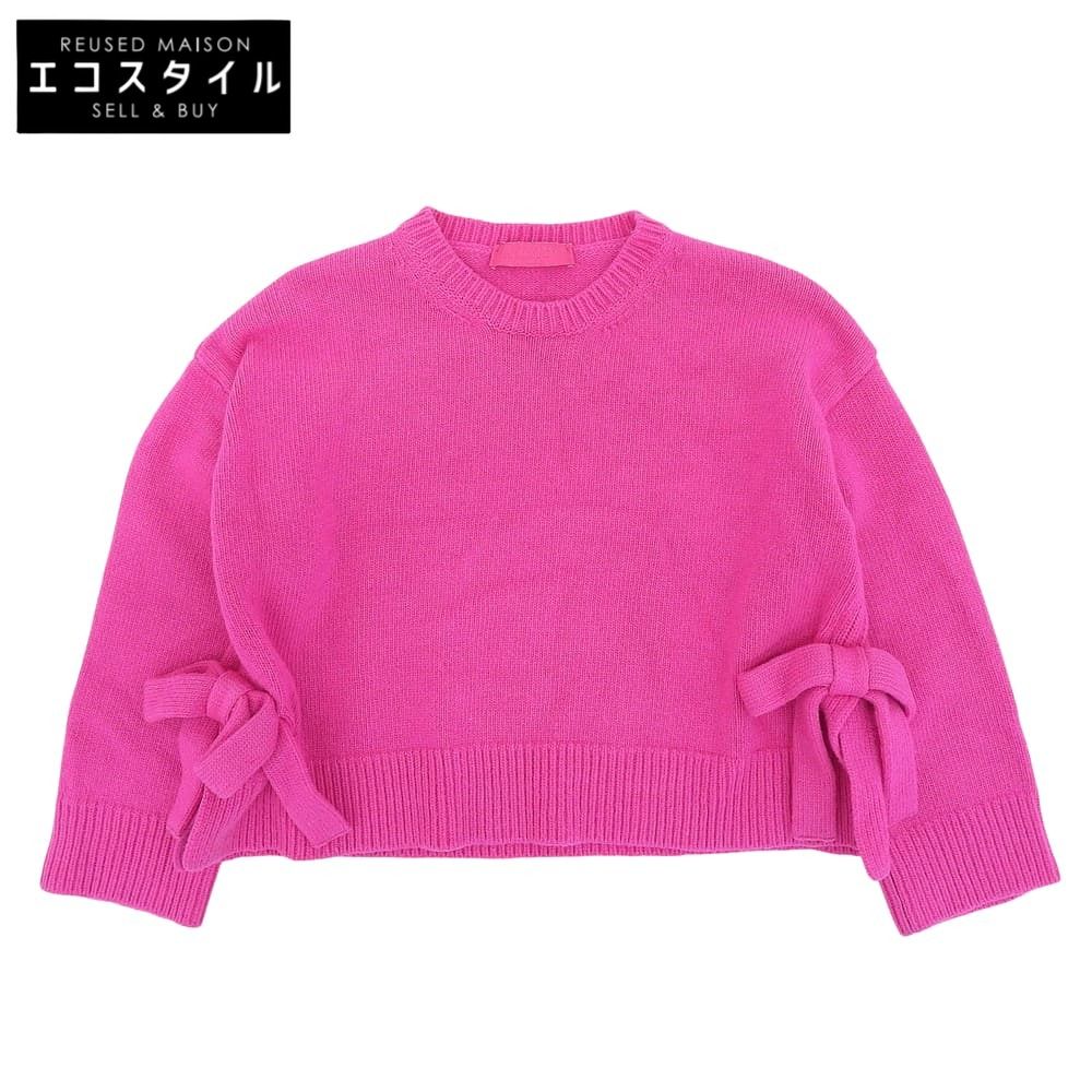 VALENTINO　ヴァレンティノ　ヴァージンウール サイドリボン ニットプルオーバー トップス レディース ピンク XXS 1B0KC40R7KH 22AW　XXS