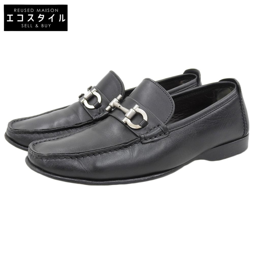 Salvatore Ferragamo　サルヴァトーレフェラガモ　ガンチーニ モカシン レザー シューズ メンズ ブラック 7 1/2　7.5