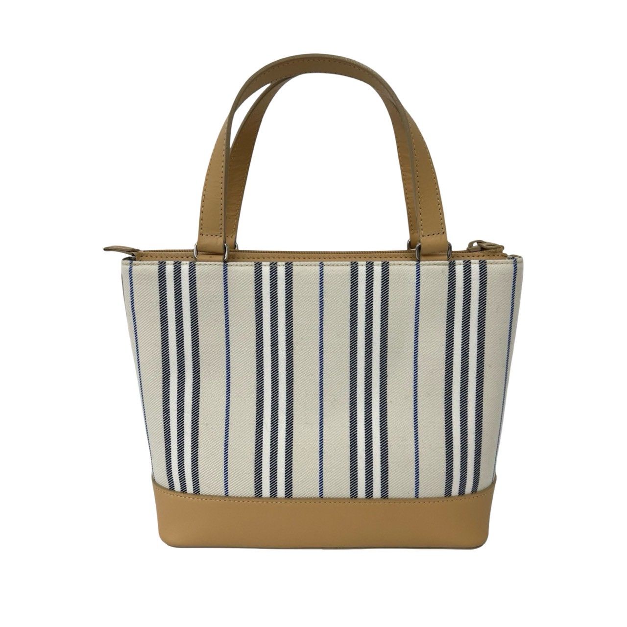 極 美品 袋付き BURBERRY バーバリー ロゴ 刻印 ストライプ キャンバス 