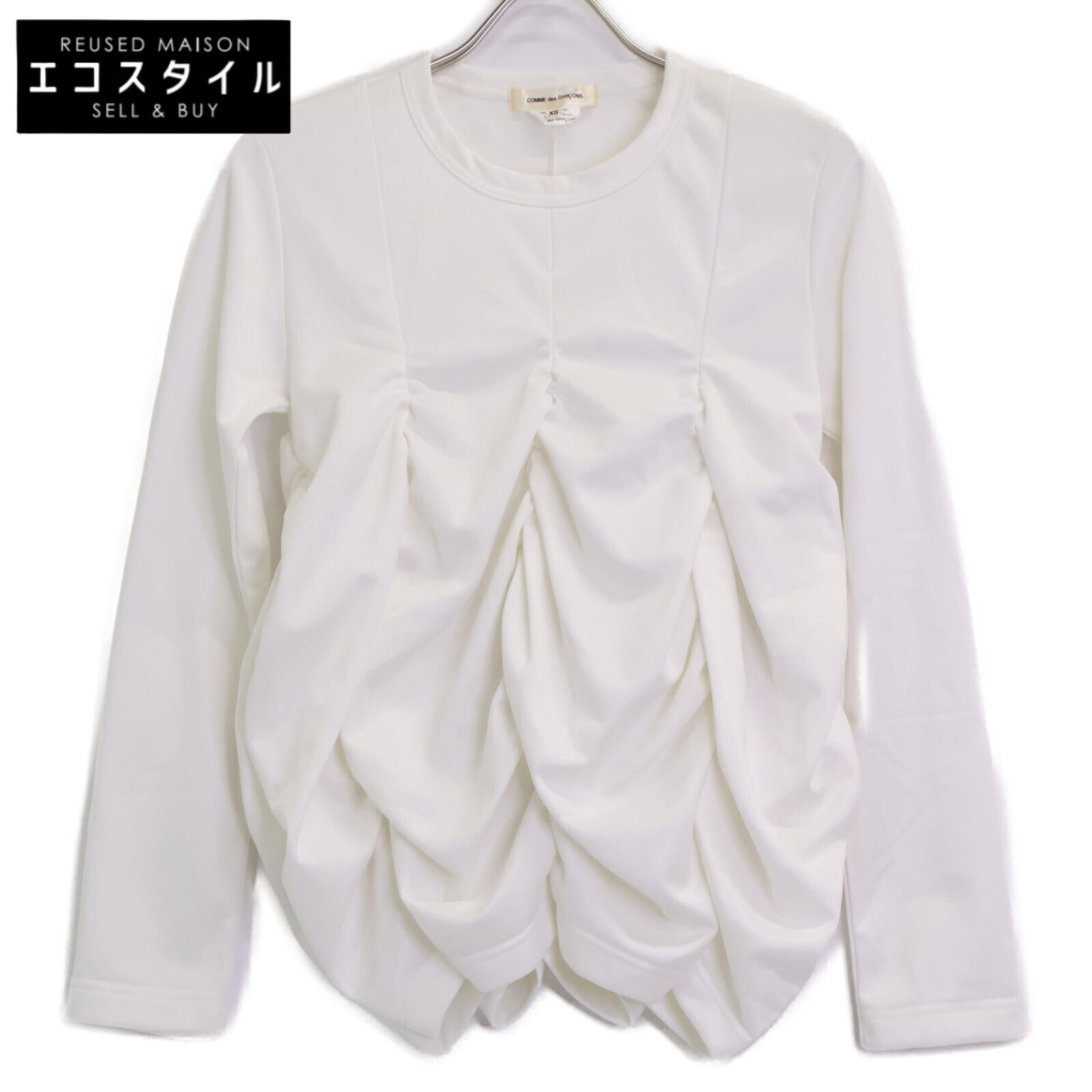 COMMEdesGARCONS　コムデギャルソン　GG-T020 AD2020 白 フリルデザイン 長袖カットソー　XS