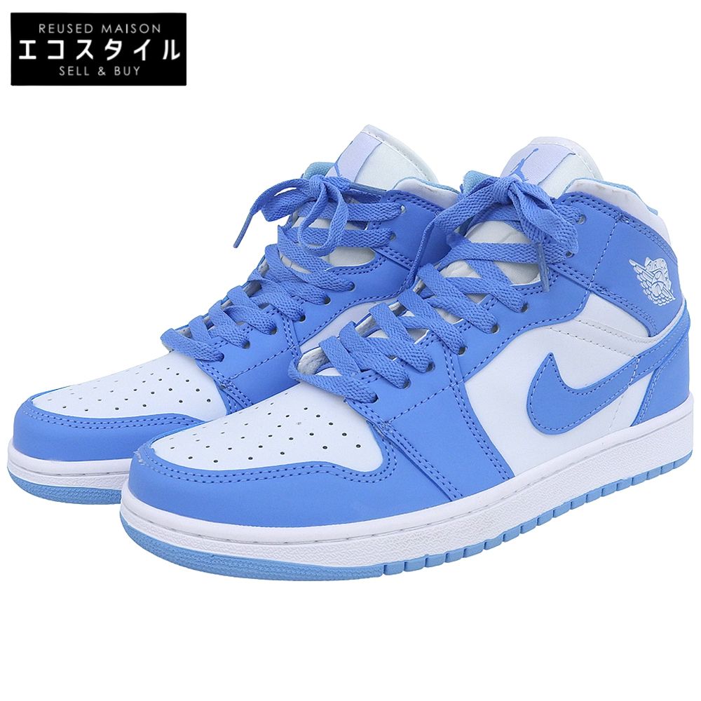 NIKE　ナイキ　未使用 AIR JORDAN 1 MID UNC　ノースカロライナ メンズ ライトブルー×ホワイト 26.5cm 554724-106　8.5(US)