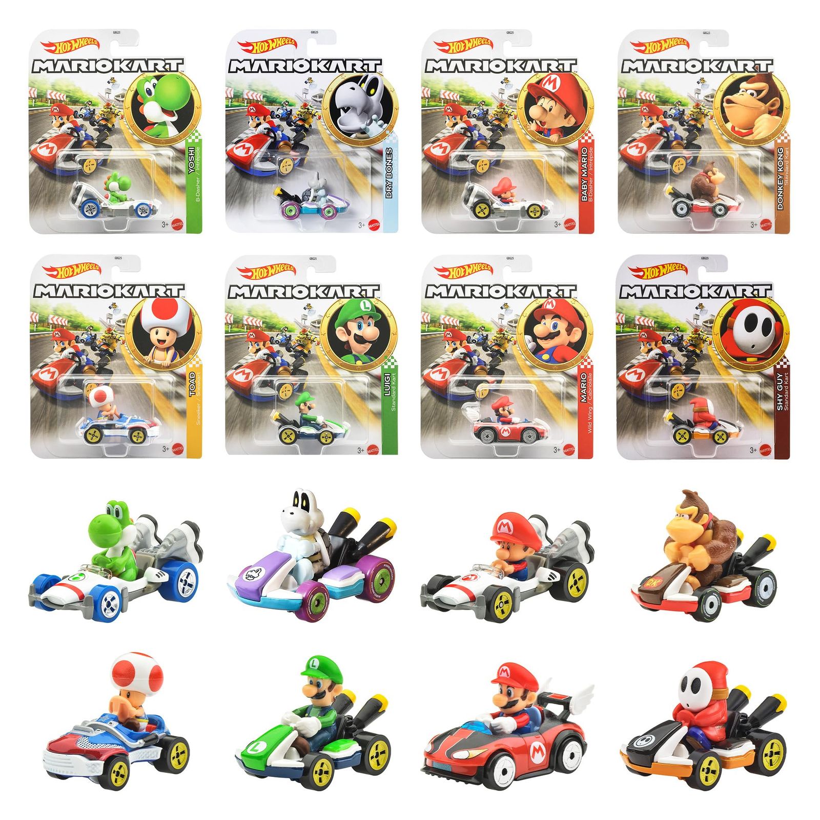 ホットウィール(Hot Wheels) マリオカート アソート 乗り物おもちゃ ミニカー 8台入り BOX販売 3歳から マルチ GBG25-988B