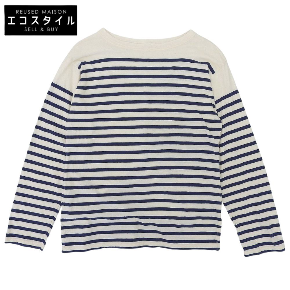 45R　フォーティファイブ アール　36番天竺の908バスクTシャツ コットン トップス レディース ネイビー×アイボリー 1 8027000　1