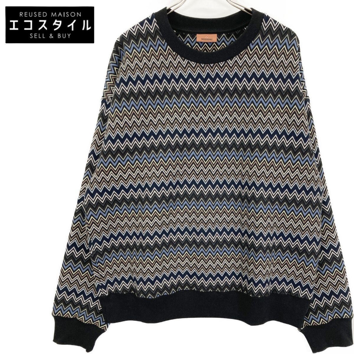 MISSONI　ミッソーニ　24年 US24WW02 ジグザグ柄コットンクルーネックスウェットシャツ　L