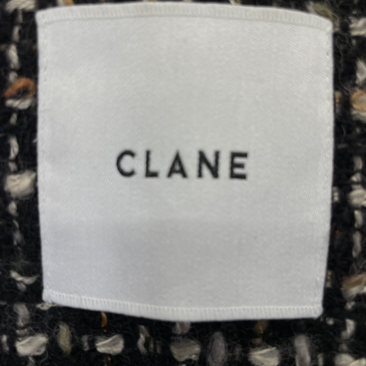 CLANE クラネ ブラック mix tweed puffsleeve jacket/ミックスツイード