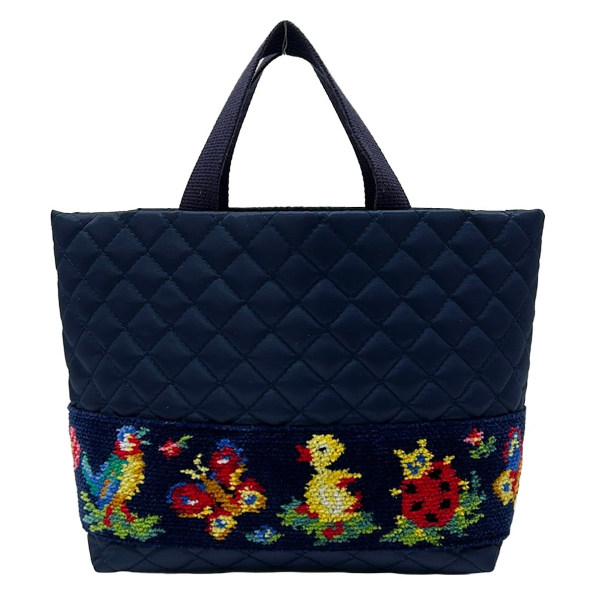 FEILER(フェイラー) トートバッグ美品 ネイビー×イエロー×マルチ 