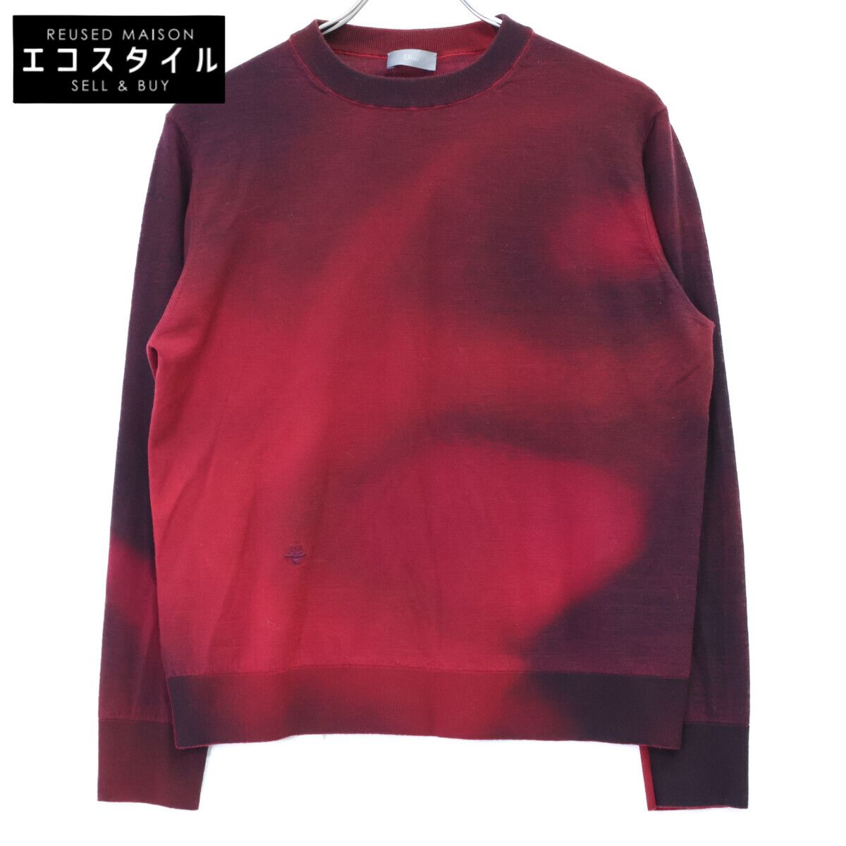 Dior HOMME　ディオールオム　833M611KT034 レッド ウール 蜂刺繍 グラデーションニット　M