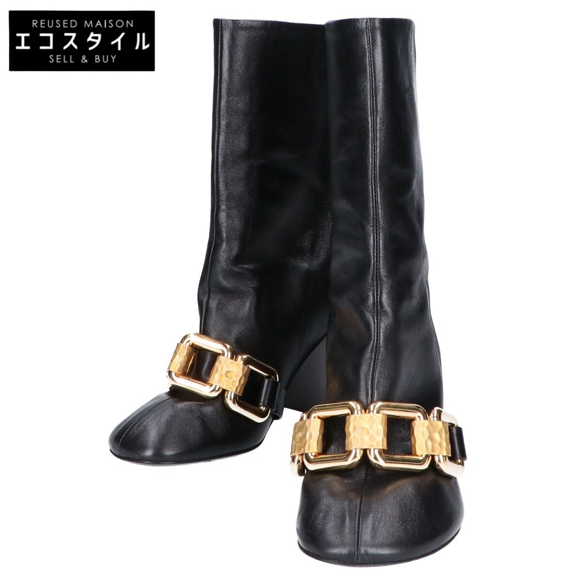 JIL SANDER　ジルサンダー　チェーンモチーフ チャンキーヒール ブーツ/　36