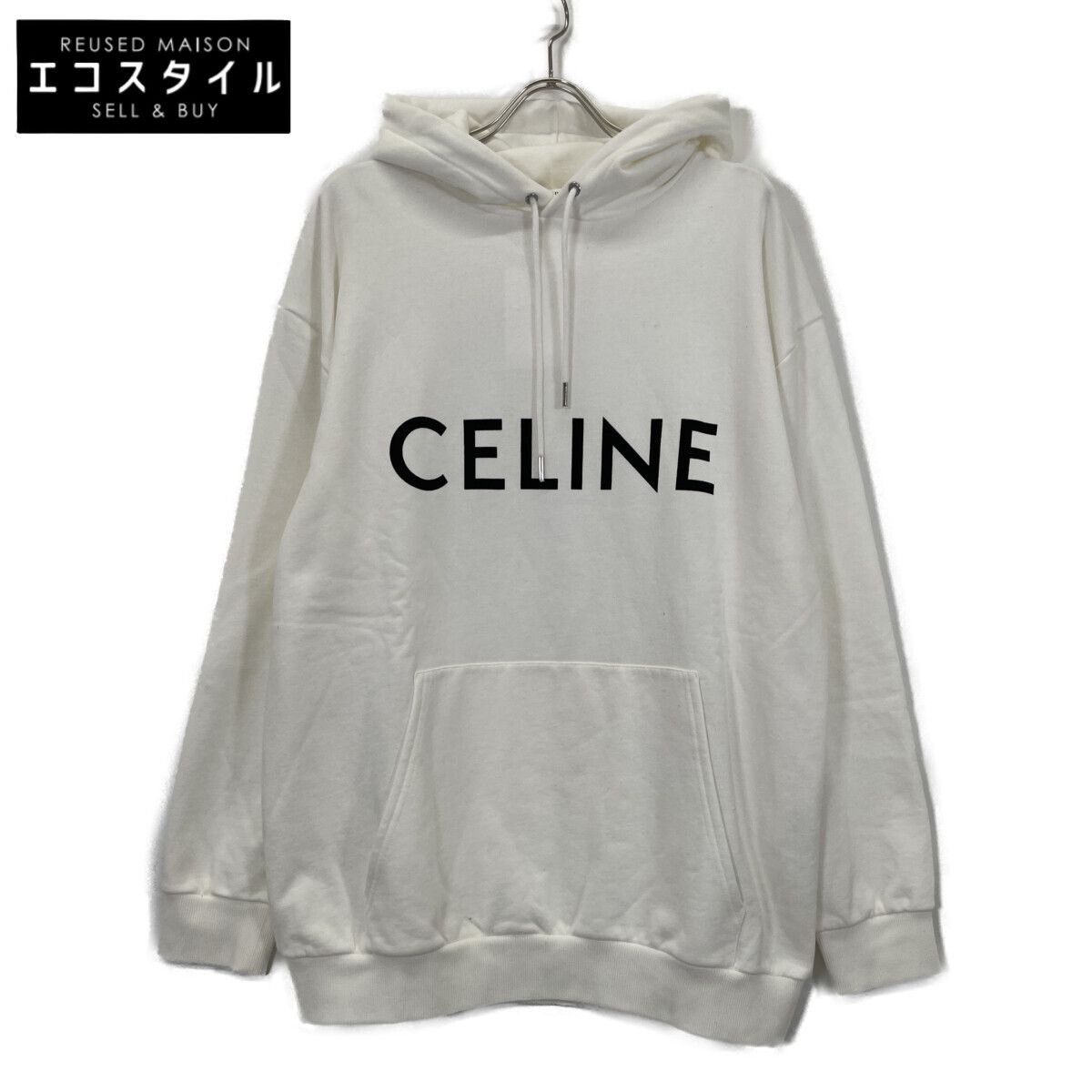CELINE　セリーヌ　ホワイト 2Y668670Q Sweatshirts フーディープルオーバーシャツ　S