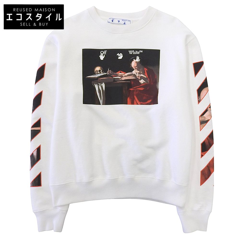 OFF-WHITE オフホワイト CARAVAGGIO SLIM CREWNECK トップス メンズ ホワイト L L