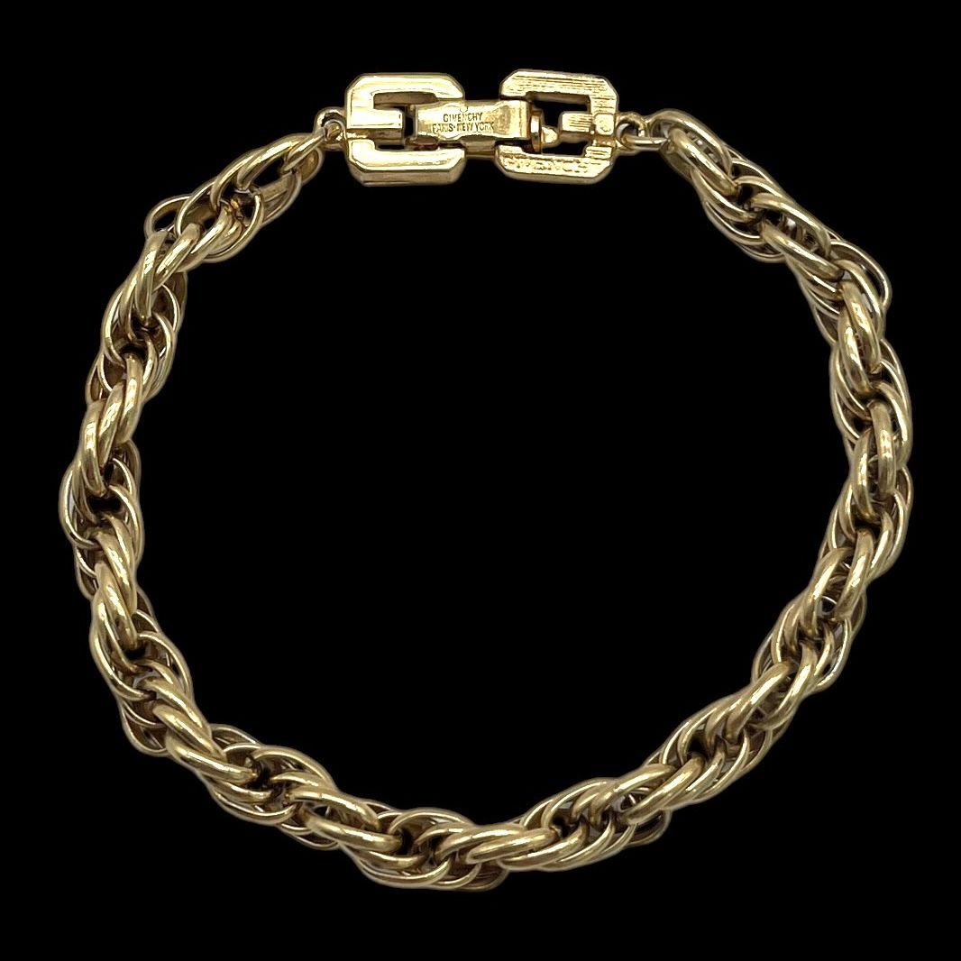 GIVENCHY ジバンシー ブレスレット Gロゴ 刻印 ゴールド ロープ 