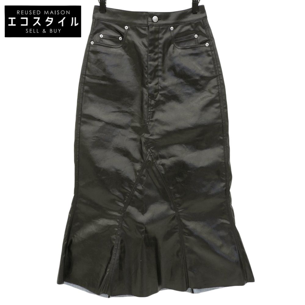 美品　Rick Owens リックオウエンス　スカート　ブラック　44 正規品 Rick Owens リックオウエンス 美品 デニム Aライン ロング スカート