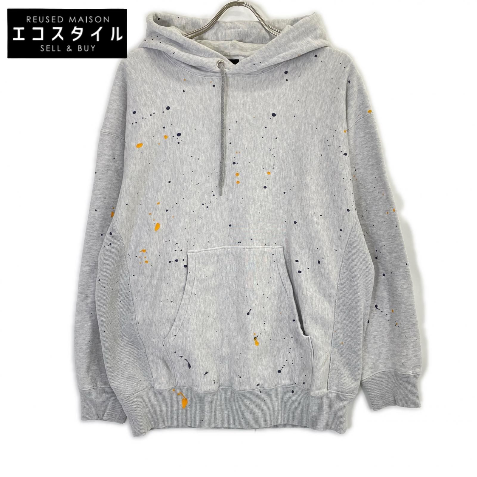 H BEAUTY&YOUTH エイチビューティー&ユース グレー ペイントライクフーディ S