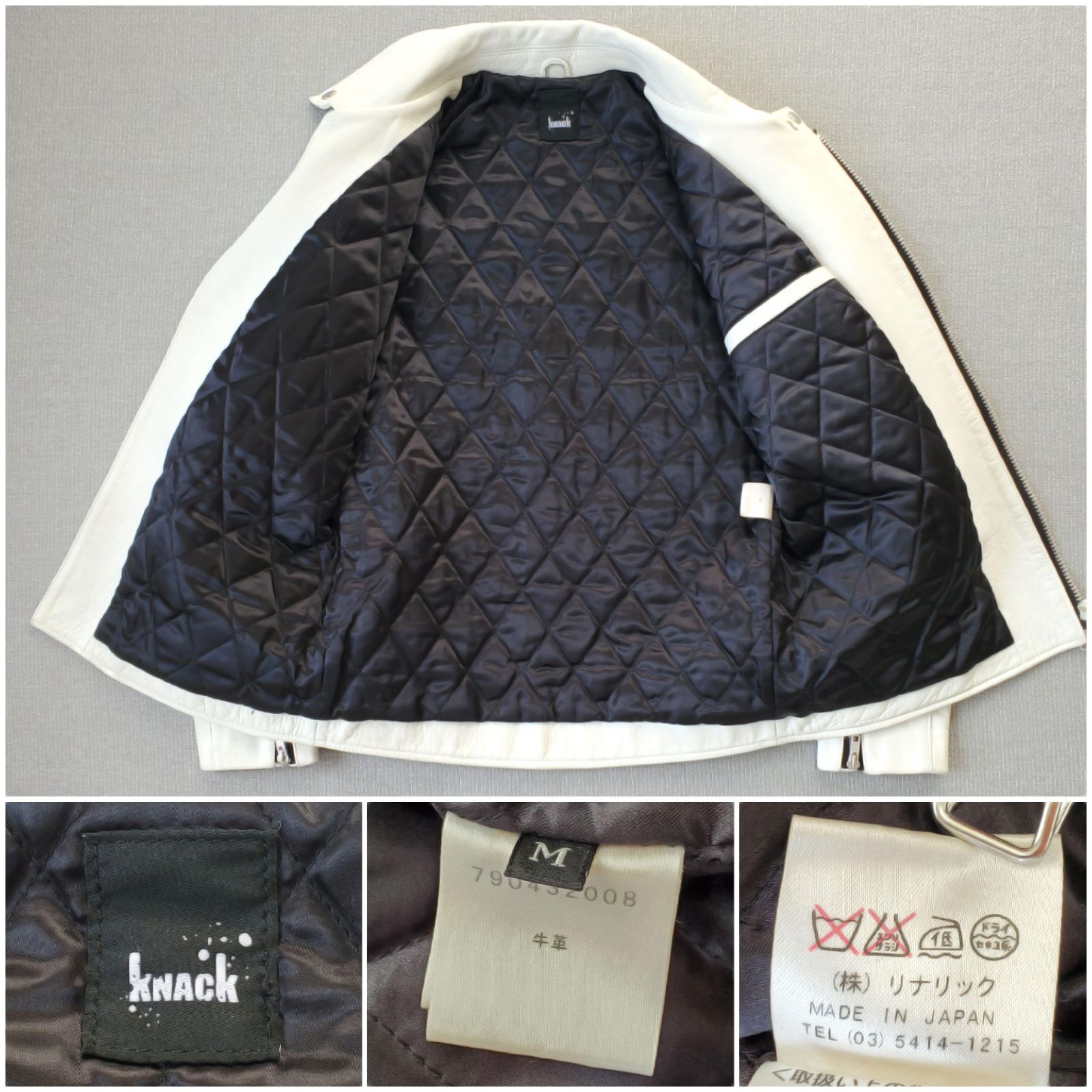 KNACKナック□美品 2000s 日本製 ロンジャン型 牛革 ダブルライダース