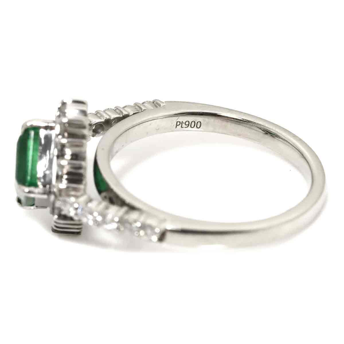 リング 5号 エメラルド 0.96ct ダイヤ 0.32ct Pt プラチナ 指輪 