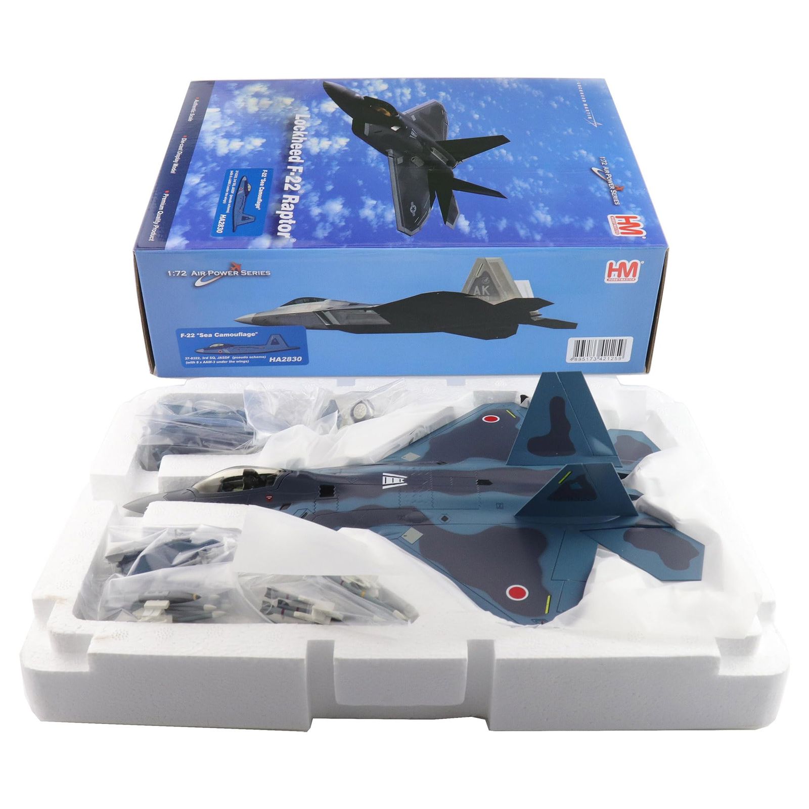 HOBBY MASTER 1/72 F-22 ラプター 航空自衛隊 想定塗装 w/AAM-3 完成品