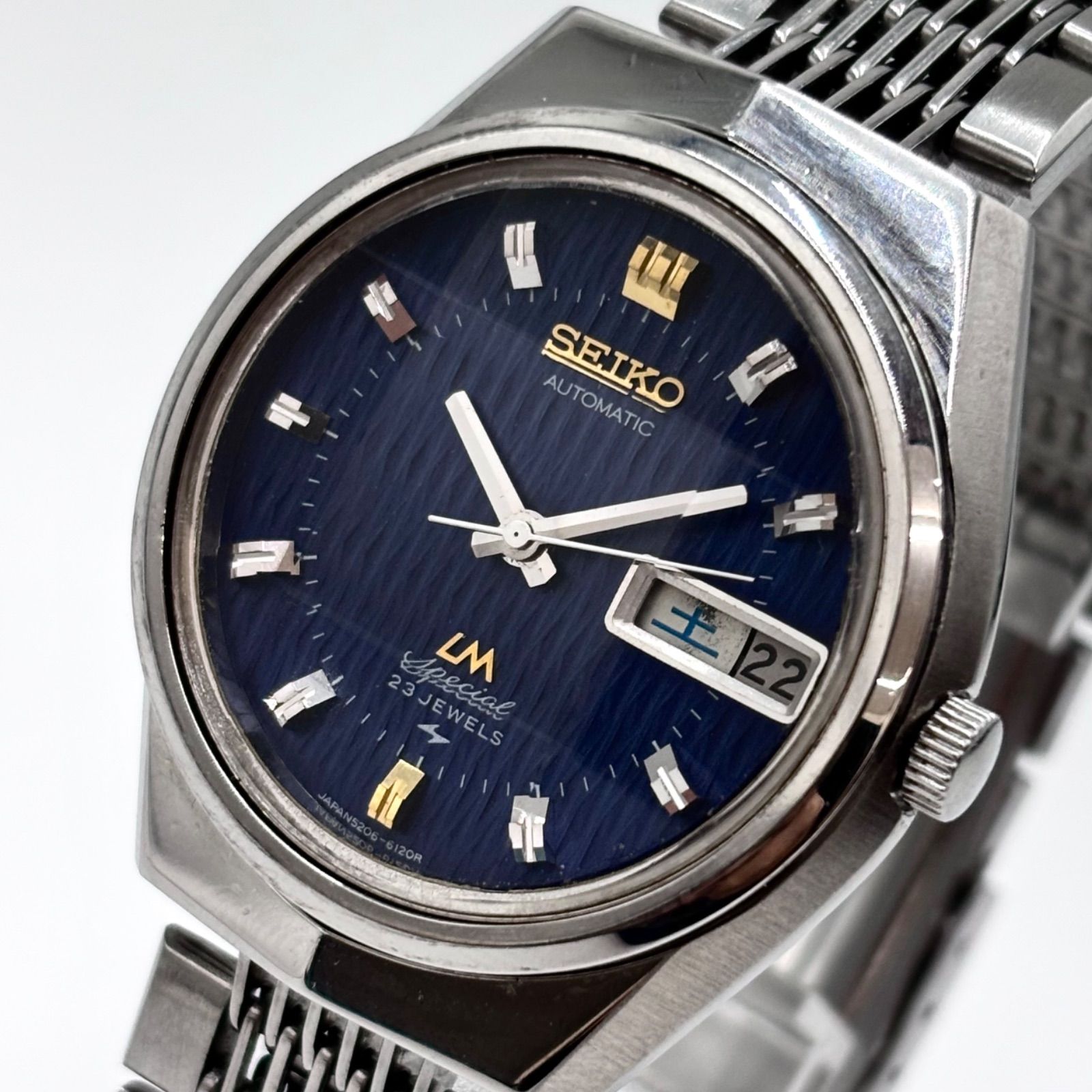 【稼働/純正ブレス】SEIKO/セイコー LM/ロードマチック Special/スペシャル 腕時計 9面カットガラス ブルー文字盤 デイデイト Cal.5206 メンズ