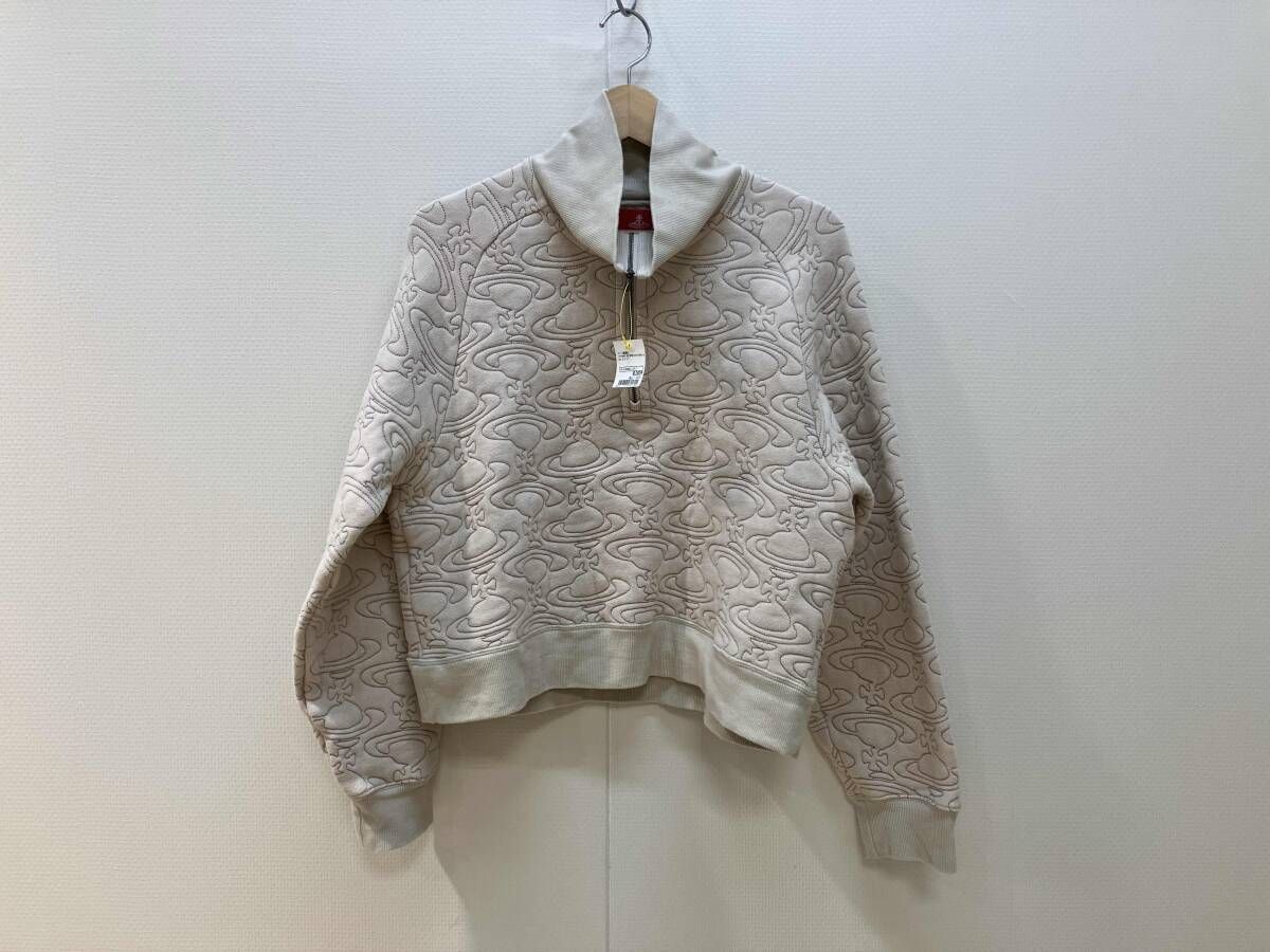 Vivienne Westwood ヴィヴィアン ウエストウッド レッドレーベル ORBエンボス ハーフジッププルオーバー サイズ00 ベージュ レディース