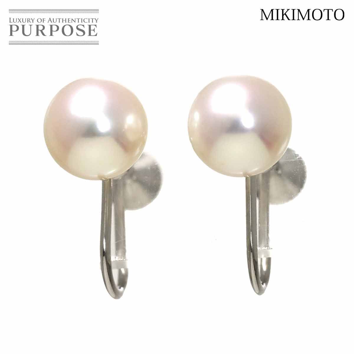 ミキモト MIKIMOTO アコヤ真珠 7.3mm イヤリング K18 WG ホワイトゴールド 750 パール Akoya Pearl Earrings 90313386
