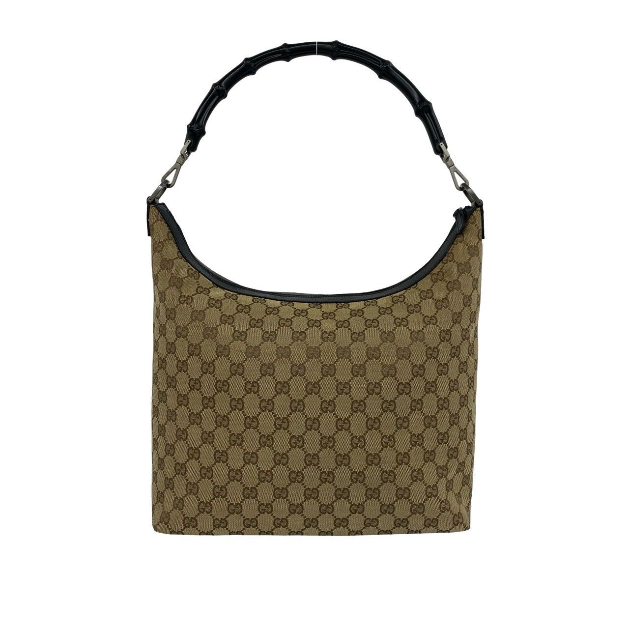 極 美品 GUCCI グッチ バンブー GG 柄 キャンバス レザー 本革 セミ