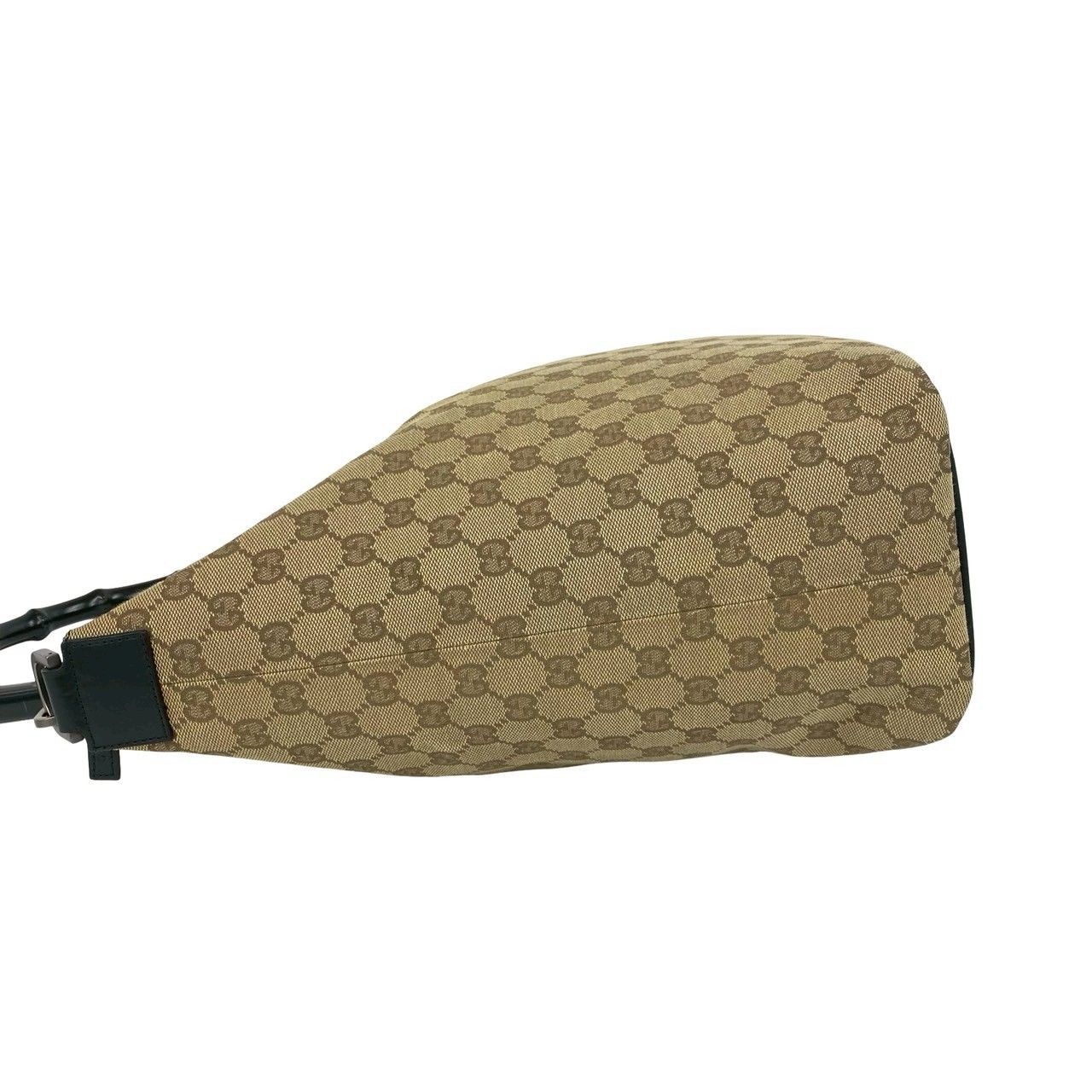 極 美品 GUCCI グッチ バンブー GG 柄 キャンバス レザー 本革 セミ