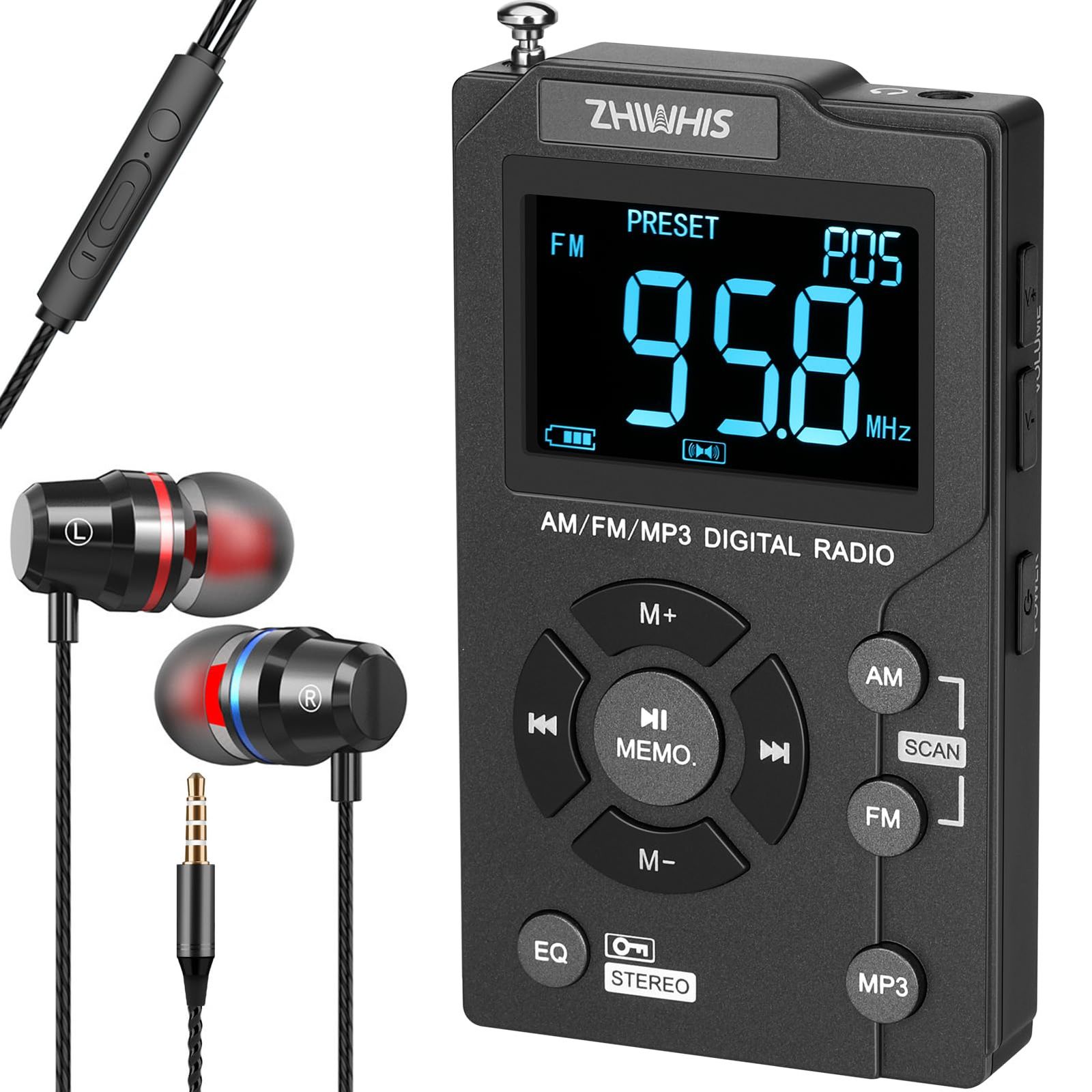 ZHIWHIS ラジオ小型 MP3/FM/AM/ワイドFM対応 MicroSDカード対応 600mAh/大画面/プリセット/キーロック USB-C充電式 携帯DSPステレオ受信機 ポータブル軽量 コンパクト 通勤 防災 旅行 新登場ZWS-258 ZHIWHIS ラジオ小型 MP3/FM/AM/ワイドFM対応 MicroSDカード対応 600mAh/大画面/プリセット/キーロック USB-C充電式 携帯DSPステレオ受信機 ポータブル軽量 コンパクト 通勤 防災 旅行 新登場ZWS-258