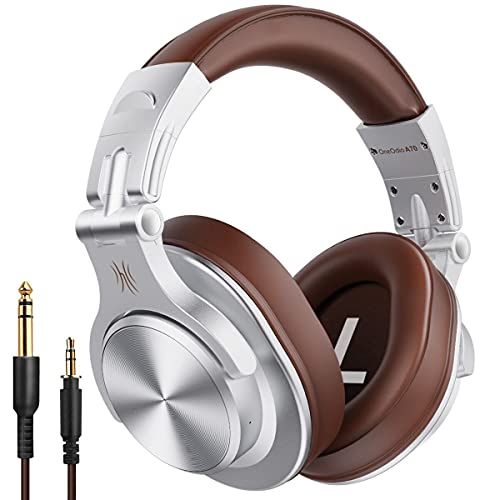 OneOdio ヘッドホン Bluetooth 5.2 ワイヤレスヘッドホン 72時間再生 密閉型 マイク付き AAC対応 DJ用 モニターヘッドホン 音楽鑑賞 楽器練習 スタジオ 音源ミックス シルバー