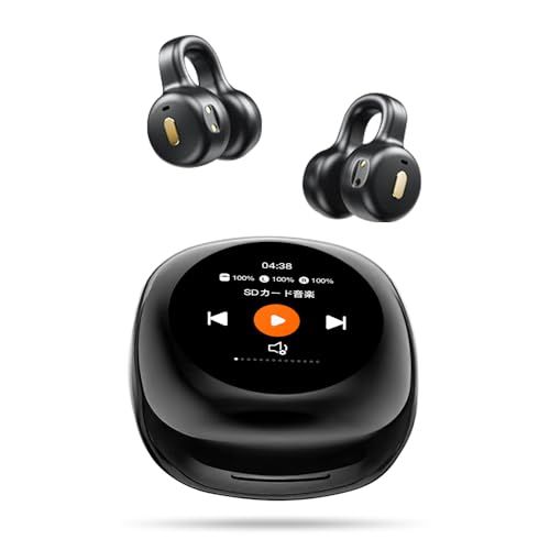 【2026新登場】明誠 Bluetooth 5.4 イヤホン ワイヤレスイヤホン スマートタッチディスプレイ搭載 多機能ケース付き TFカード対応 ノイズキャンセリング 耳挟み式 骨伝導 片耳/両耳 左右分離 物理ボタン 誤操作防止 防水 ハンズフリー通話 マ