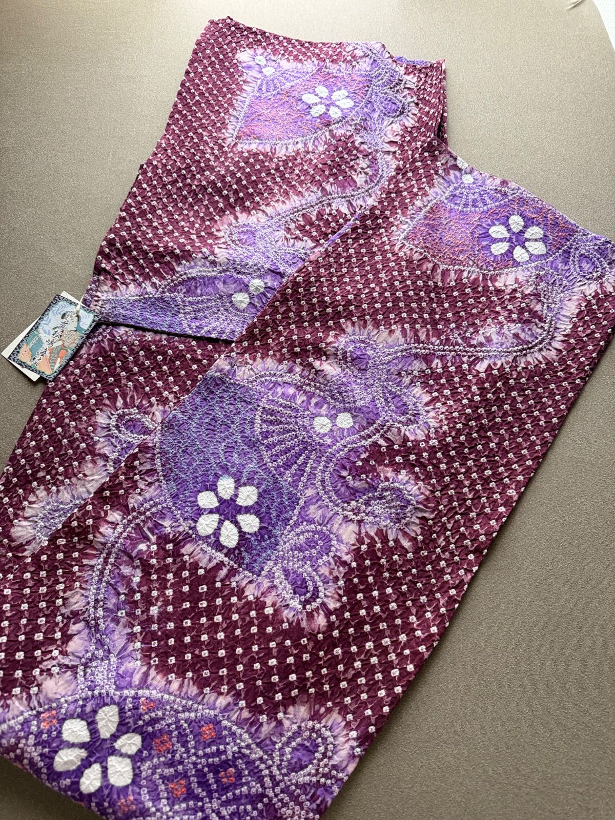 浴衣　夏物　有松絞り　新品未使用　ピンク　扇　タグ付き