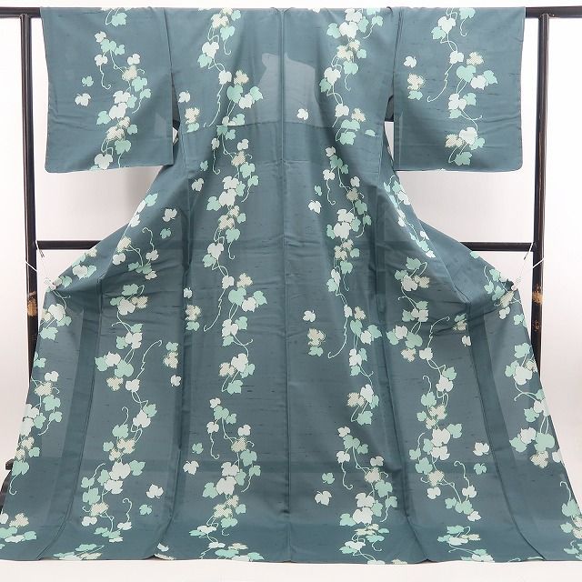 ❁tomihisa❁新品 夏単衣 蔦 着物 正絹 仕付け糸付 トールサイズ 証紙