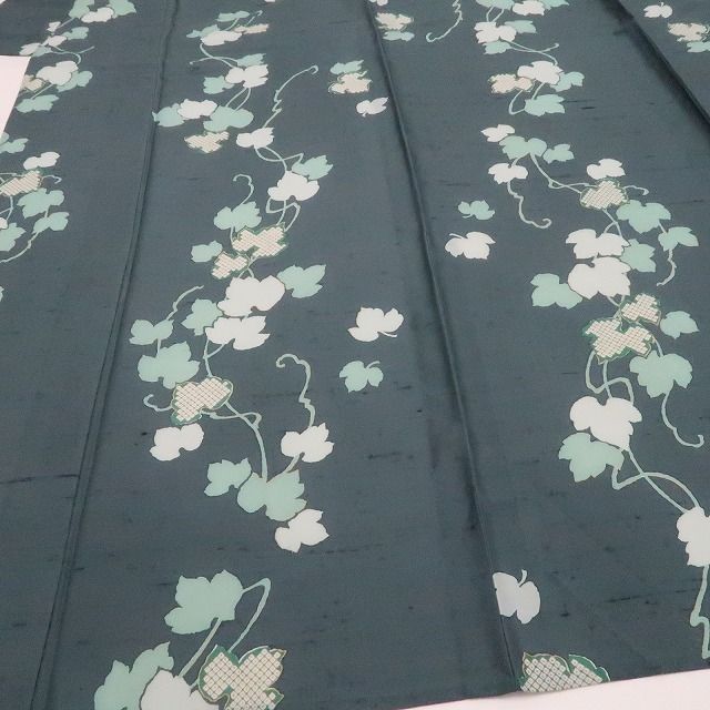 ❁tomihisa❁新品 夏単衣 蔦 着物 正絹 仕付け糸付 トールサイズ 証紙