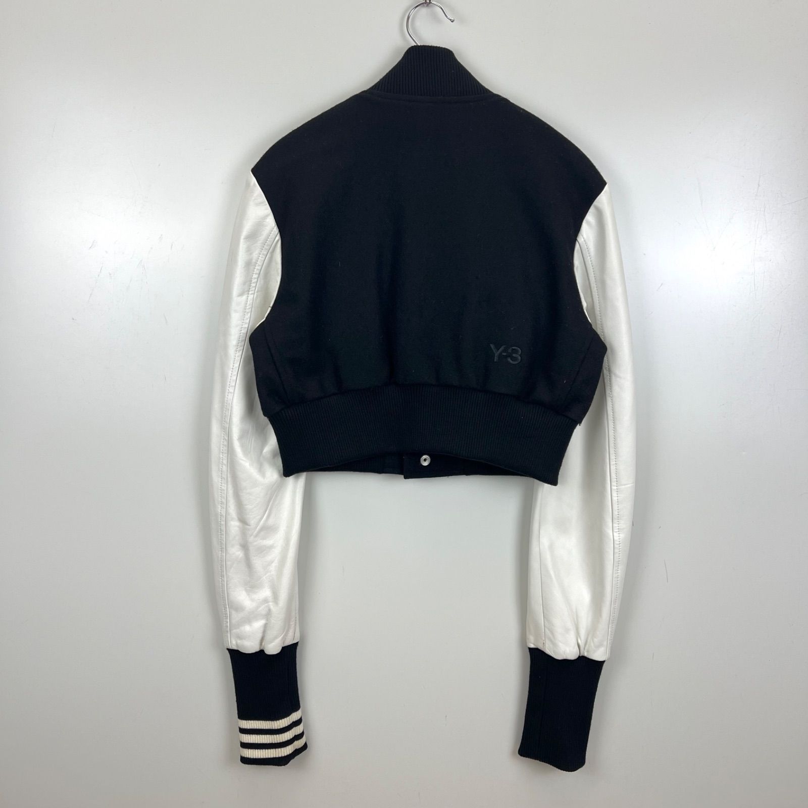 【美品】Y-3 スタジャン レザー切替 刺繍ロゴ ブラック M ワイスリー Y-3 yohjiyamamoto adidas 2009 archive very short varsity jacket M