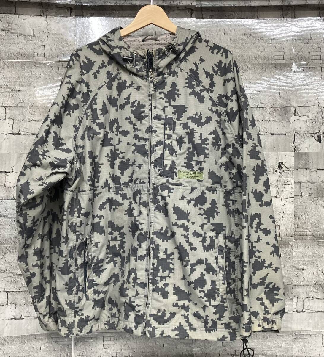 STUSSY ステューシー old stussy 90s ナイロンジャケットデジカモ サイズL グレー 17,258円