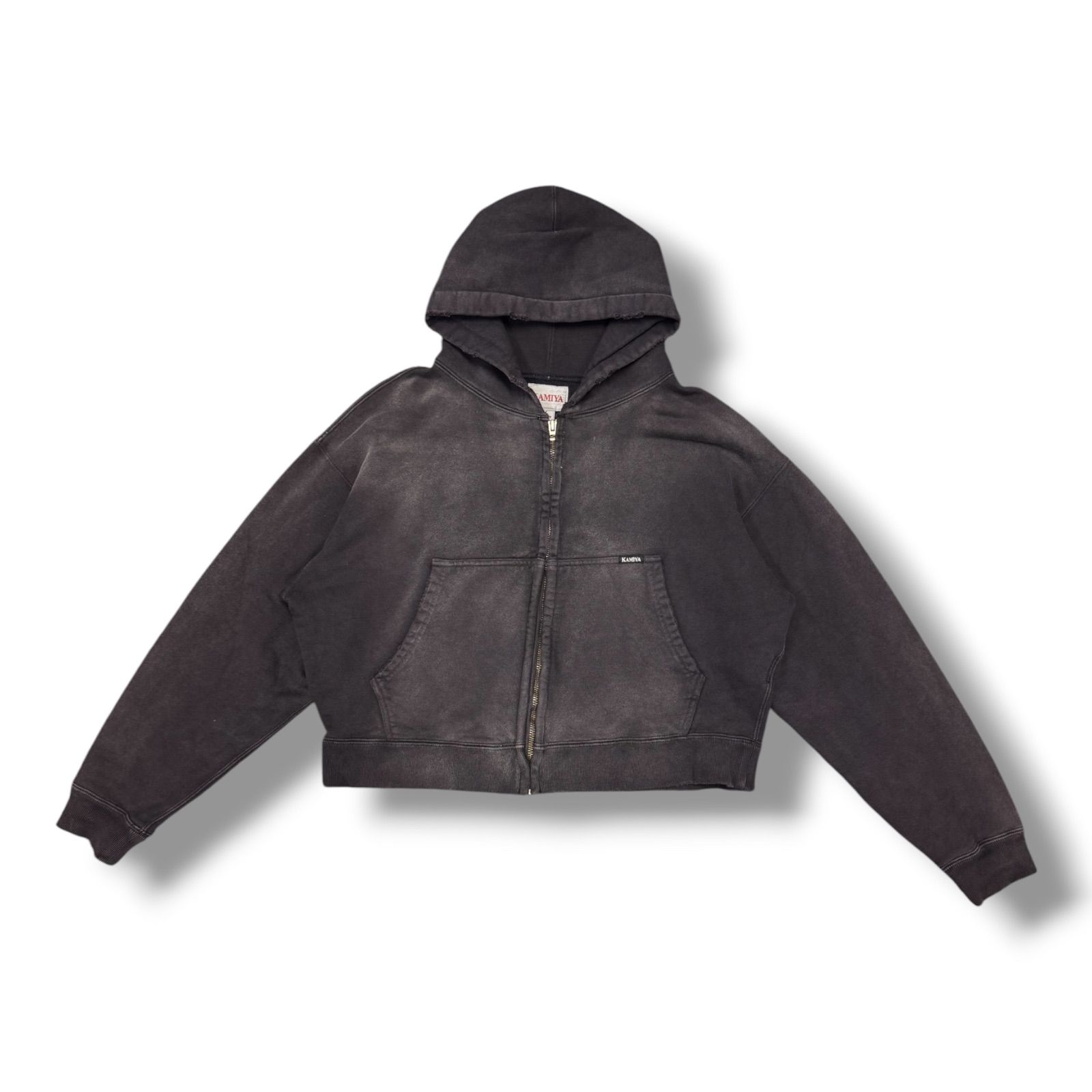 参考上代49,500円 KAMIYA 25 “KMY-ROSE” DISTRESSED ZIP HOODIE 