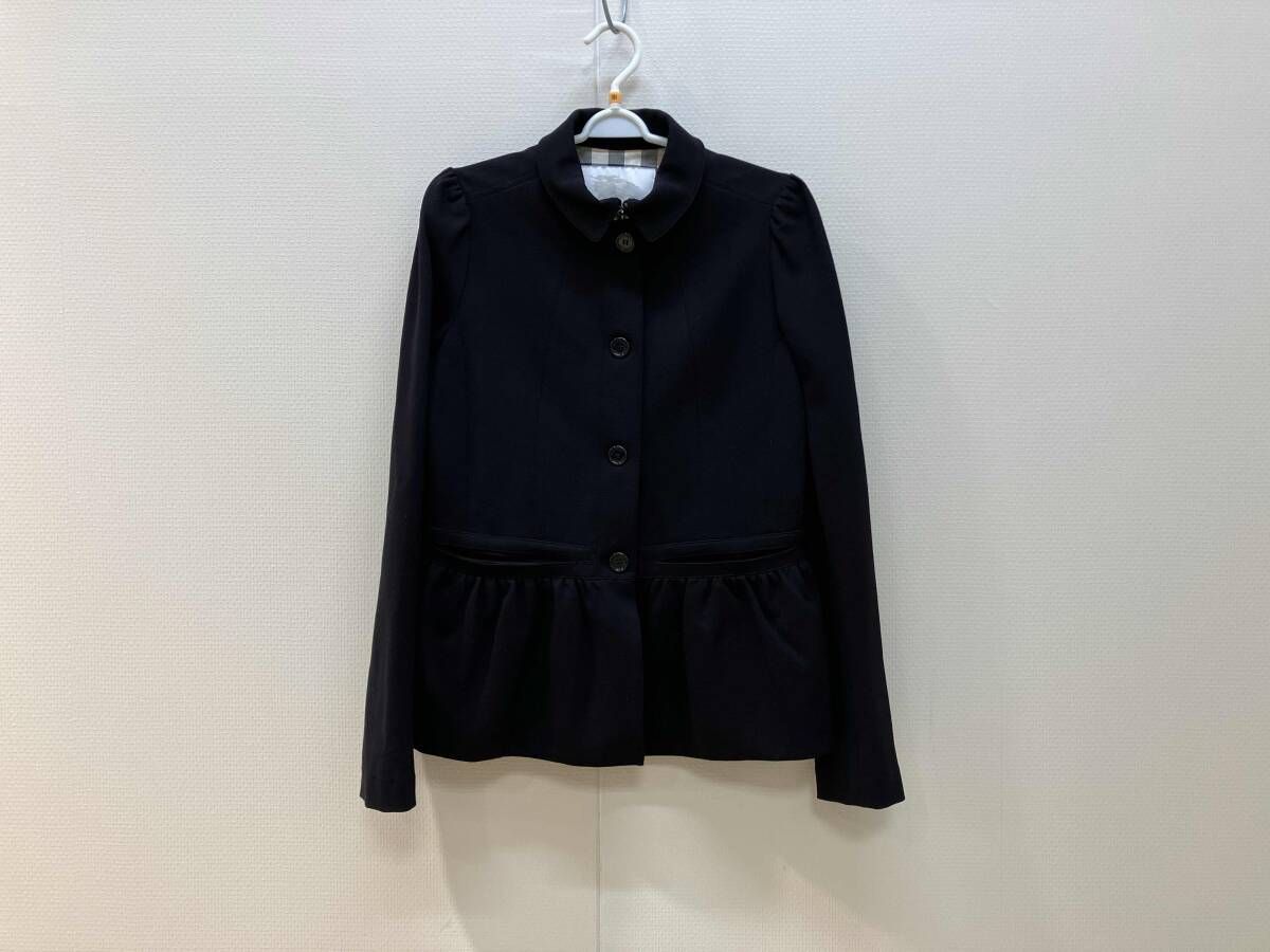 BURBERRY バーバリー 子供用 キッズ フォーマルジャケット ペプラムジャケット サイズ14Y 164cm 黒 ブラック パフスリーブ 裾フリル