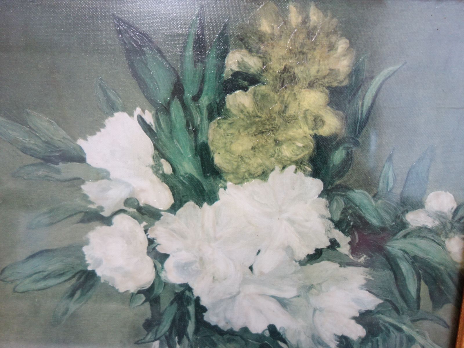 M▽エドゥアール・マネ 油彩 レプリカ 複製画 額縁 花瓶の芍薬 (37919