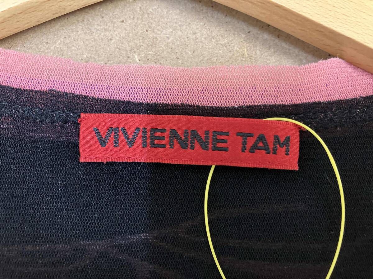 Vivienne Tam ビーズ　タンクトップ 黒　パワーネット ヴィヴィアンタムVIVIENNETAM バックバインドデザインパワーネット