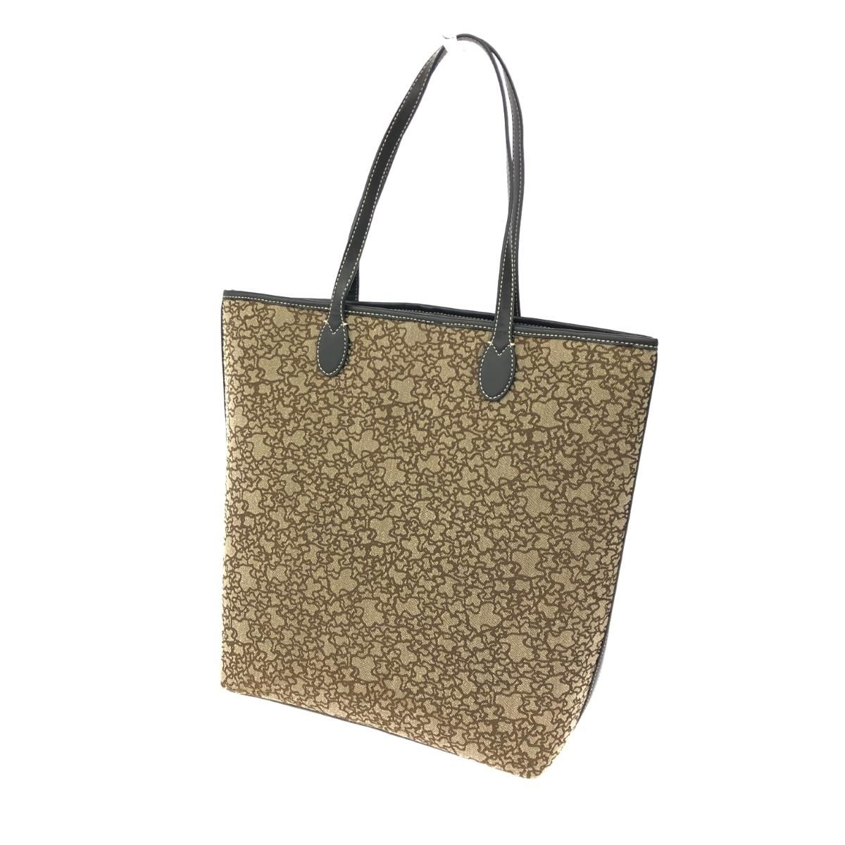 TOUS トウス トートバッグ キャンバス×レザー ベージュ レディース 
