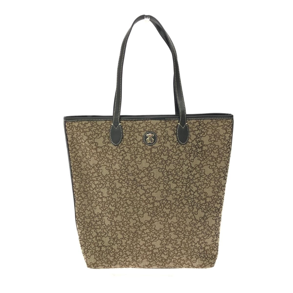 TOUS トウス トートバッグ キャンバス×レザー ベージュ レディース 