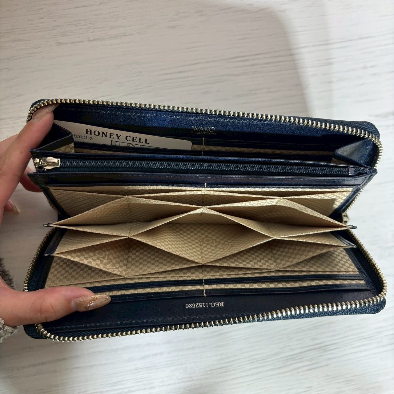 WAKO 銀座和光 長財布 ウォレット レザー 箱付き 超美品 ネイビー 