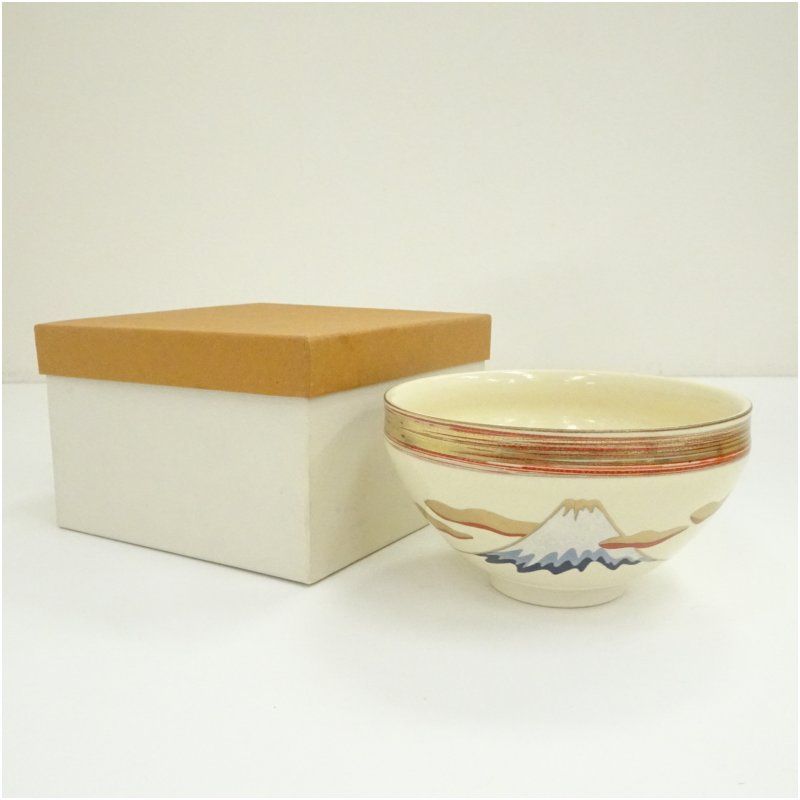 京焼 加藤昌山造 金彩色絵富士天目茶碗（紙箱） 茶道 抹茶 おしゃれ
