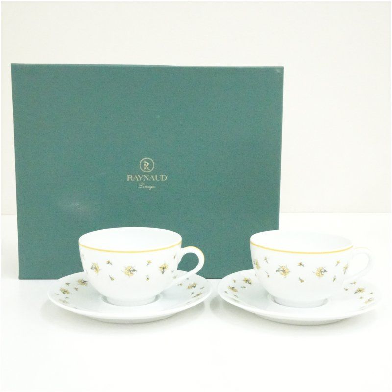 レイノー　RAYNAUD　カップソーサーペア（箱付） 食器 おしゃれ かわいい お茶 茶器 アンティーク インテリア 普段使い 来客 テーブルウェア