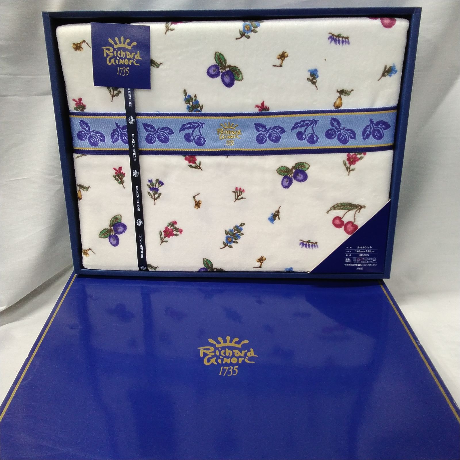 【未使用品】《Richard Ginori リチャード・ジノリ》タオルケット サイズ:140cm×190cm 綿100% 箱入り W975