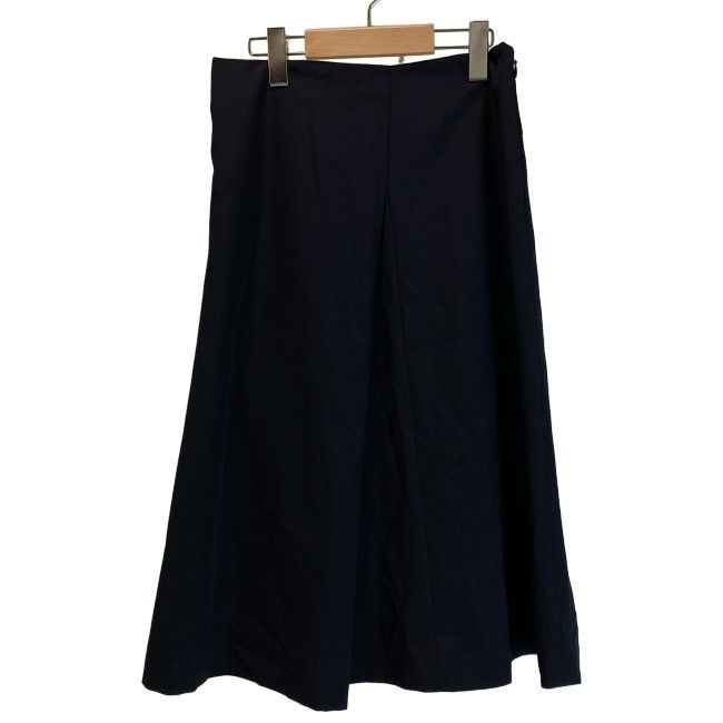 【中古】　COMME des GARCONS　スカート　ひざ丈　ウールスカート　サイドジップ　無地　ギャザー　日本製　ドメスティック　古着　/2496