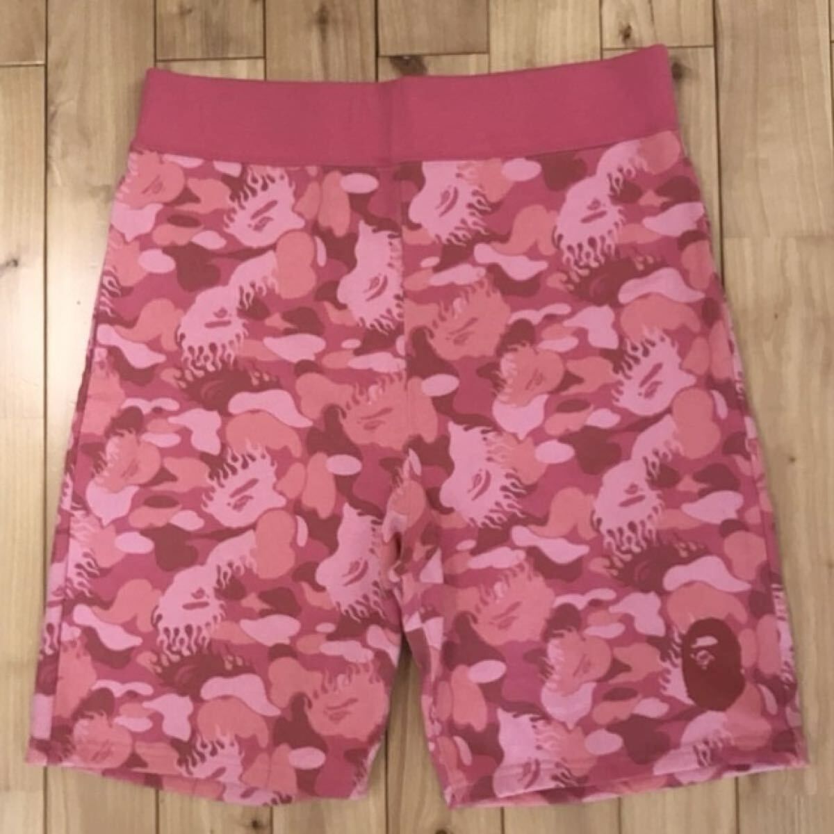 ☆新品☆ XL FIRE CAMO PINK スウェット ハーフパンツ a bathing ape