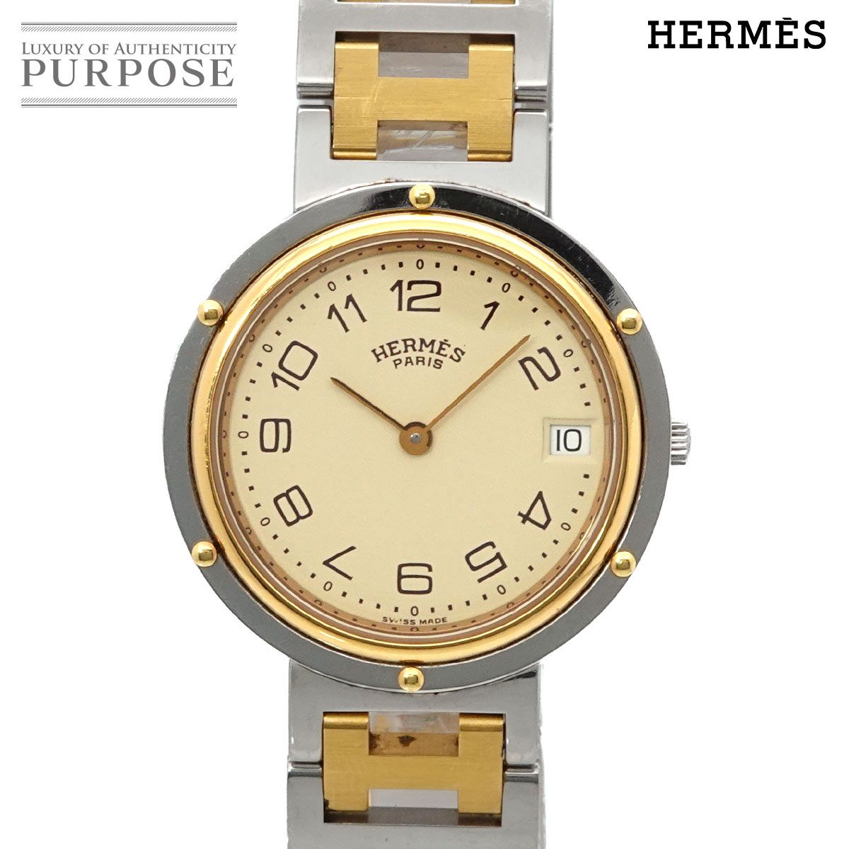 エルメス HERMES クリッパー コンビ ヴィンテージ メンズ 腕時計 