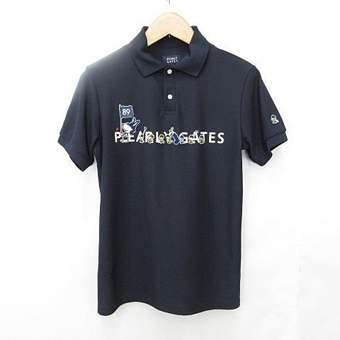 パーリーゲイツ PEARLY GATES PEANUTS ゴルフ スポーツウエア ポロシャツ 半袖 スヌーピー 速乾 紺 ネイビー 5