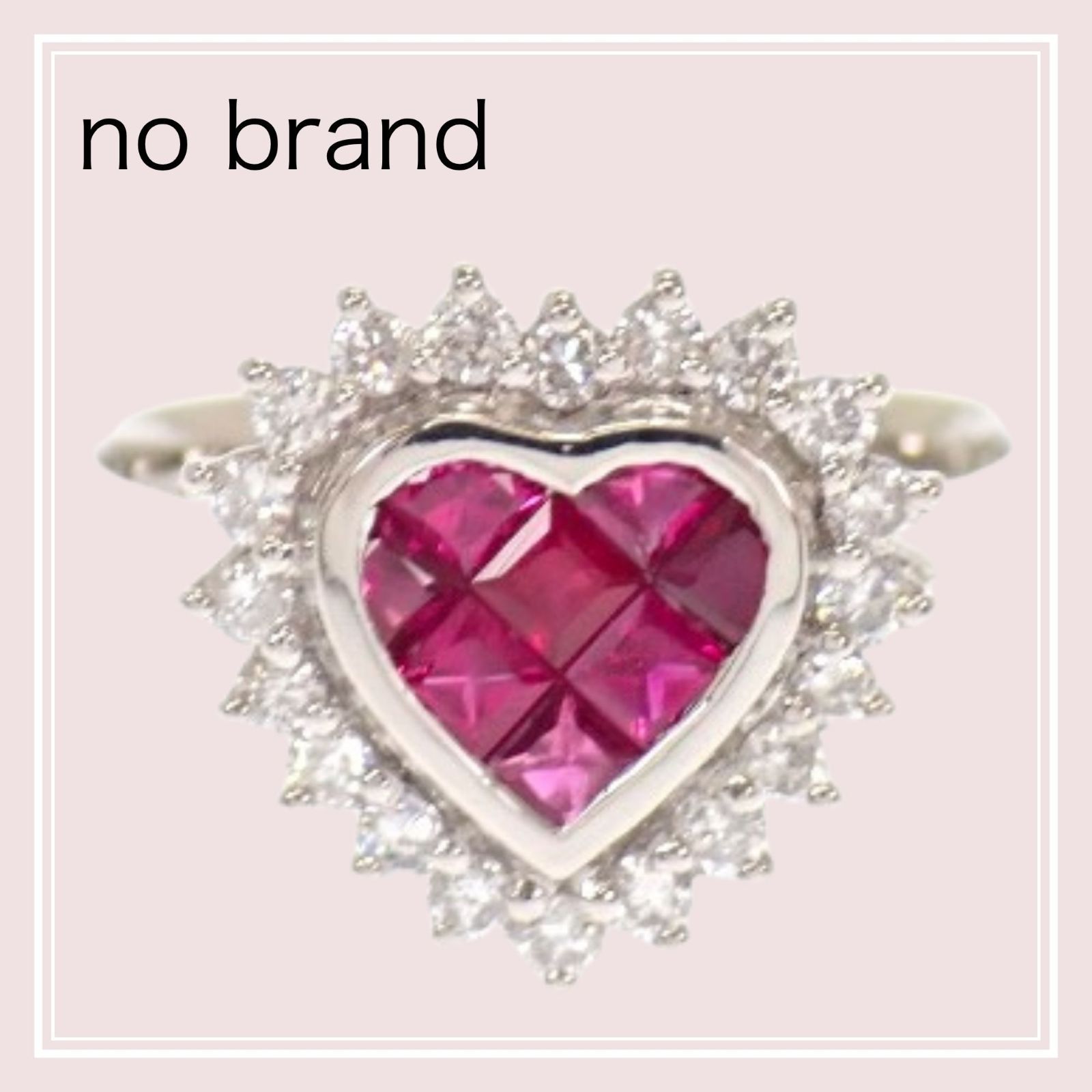 【no brand】デザインジュエリー ハート ミステリー 12.5号 リング Pt900プラチナ ルビー ダイヤモンド レディース