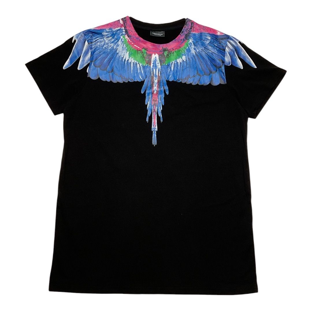 【新着】 MARCELO BURLON マルセロ・バーロン フェザープリント Tシャツ ブラック 【送料込み】
